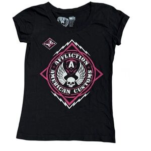 Affliction Black and Pink Skull Tee